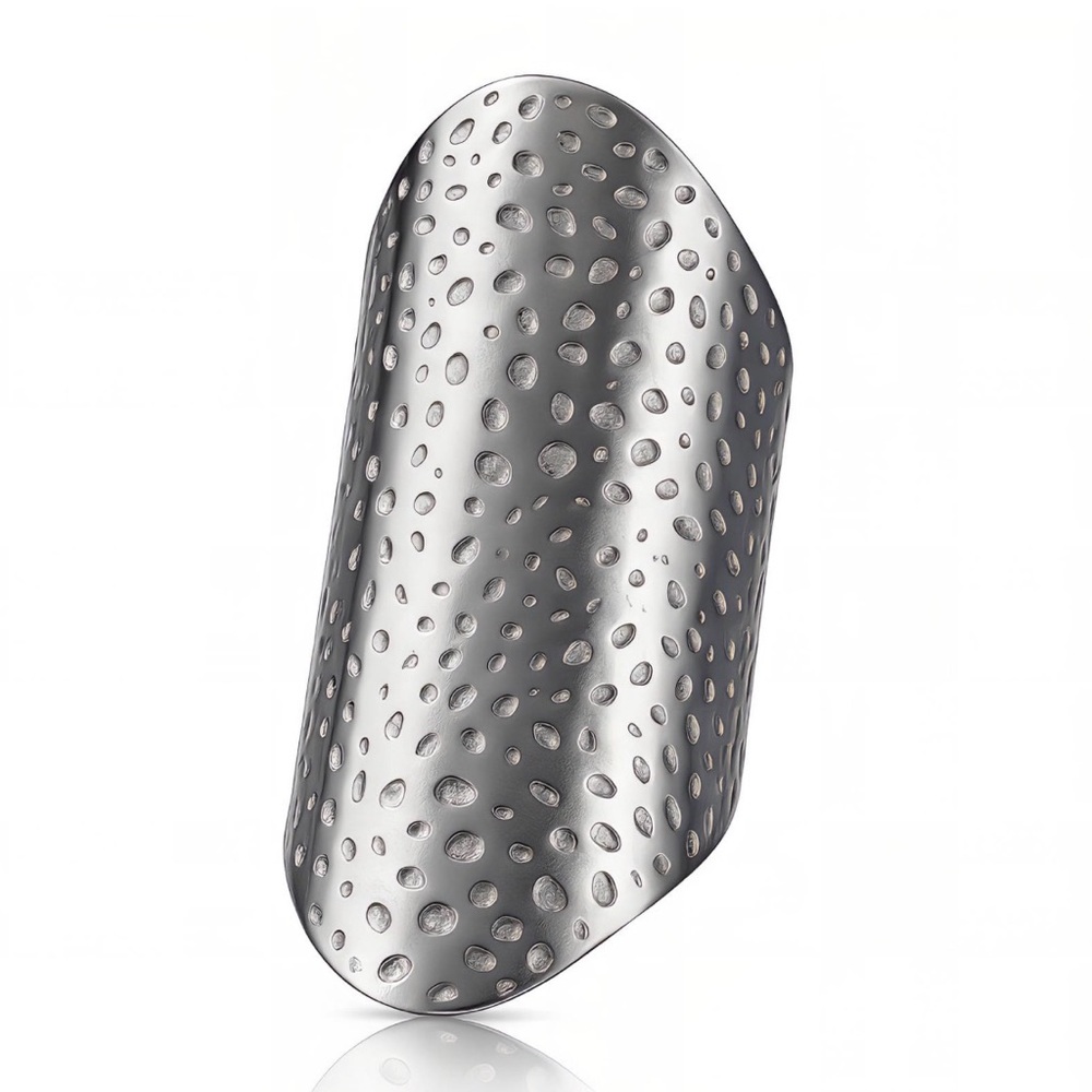 B27. Silver Textured Long Ring